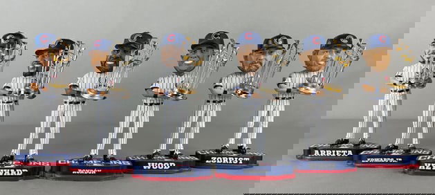 6 - 2016 Chicago Cubs World Series Champion FOCO Bobbleheads with Trophy