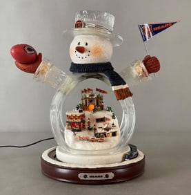 The Bradford Exchange Chicago Bears Masterpiece Edition Crystal Snowman Village with COA