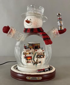 Bradford Exchange Chicago Blackhawks Masterpiece Edition Crystal Snowman Village with COA