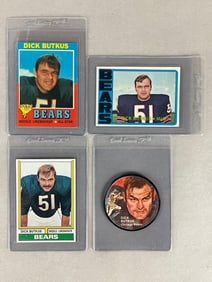 3 - 1971 - 74 Topps Dick Butkus High-Grade Cards + 1971 Mattel Record Disk