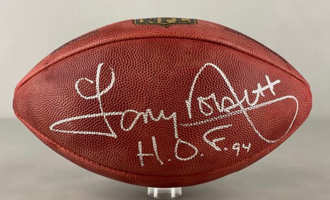 Tony Dorsett Signed Official NFL The Duke Wilson Football with Inscription and JSA COA