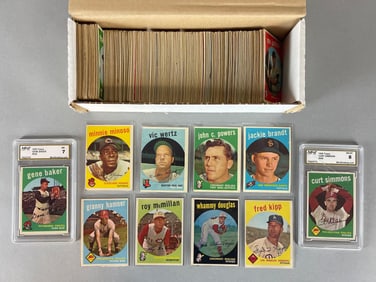 300+ 1959 Topps Baseball Cards with HOFs and 2 - Graded