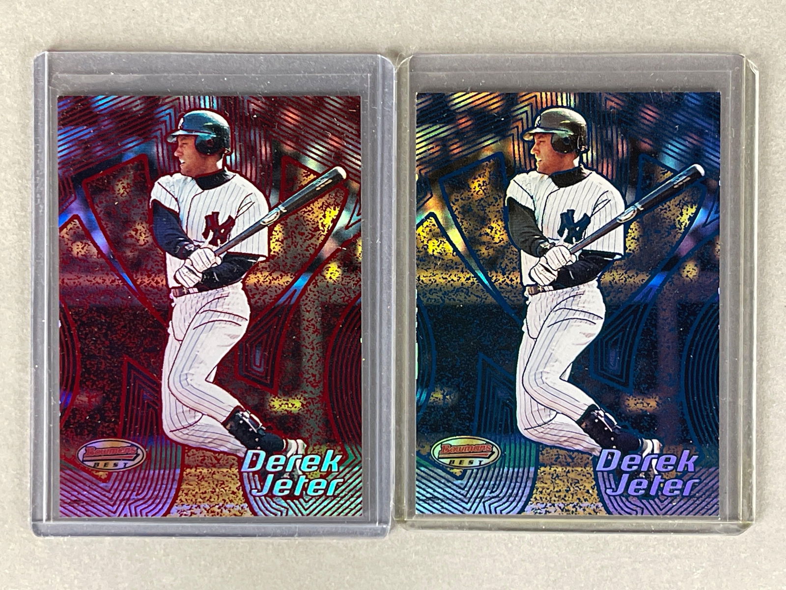 2002 Bowmans Best Derek Jeter Red 120/200 and Blue 118/300 (1 of 2)
