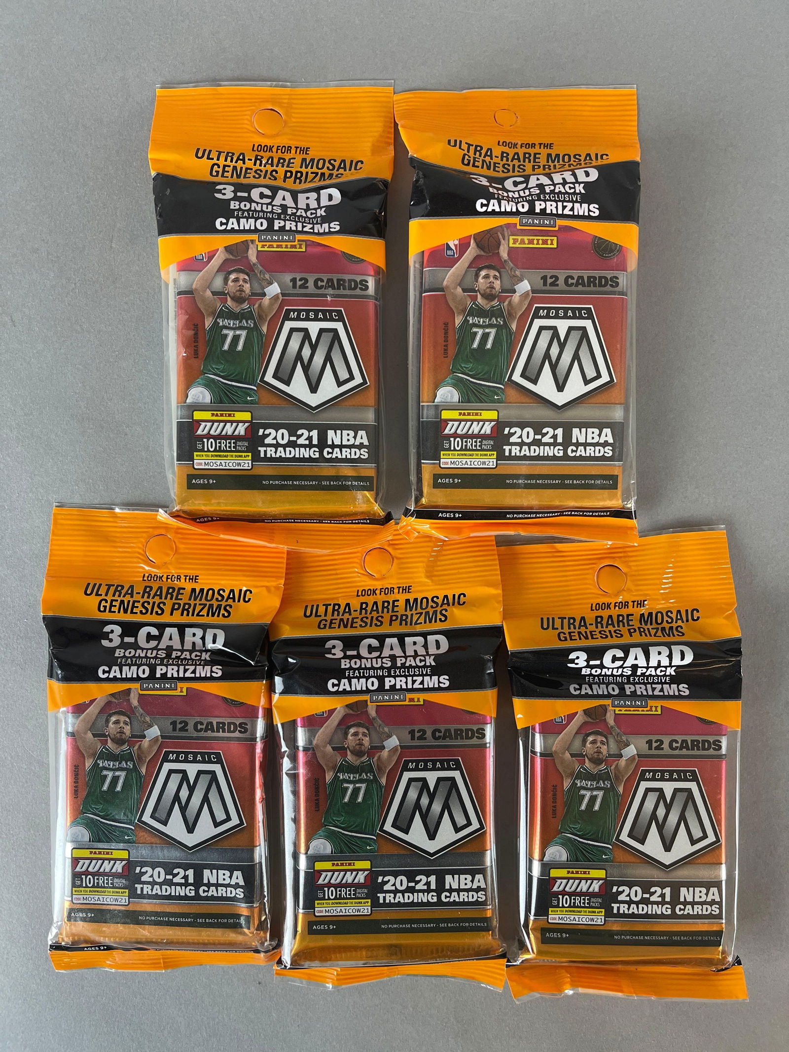 5 - 2020 - 21 Panini Basketball Mosaic Value Packs: 12 cards per pack