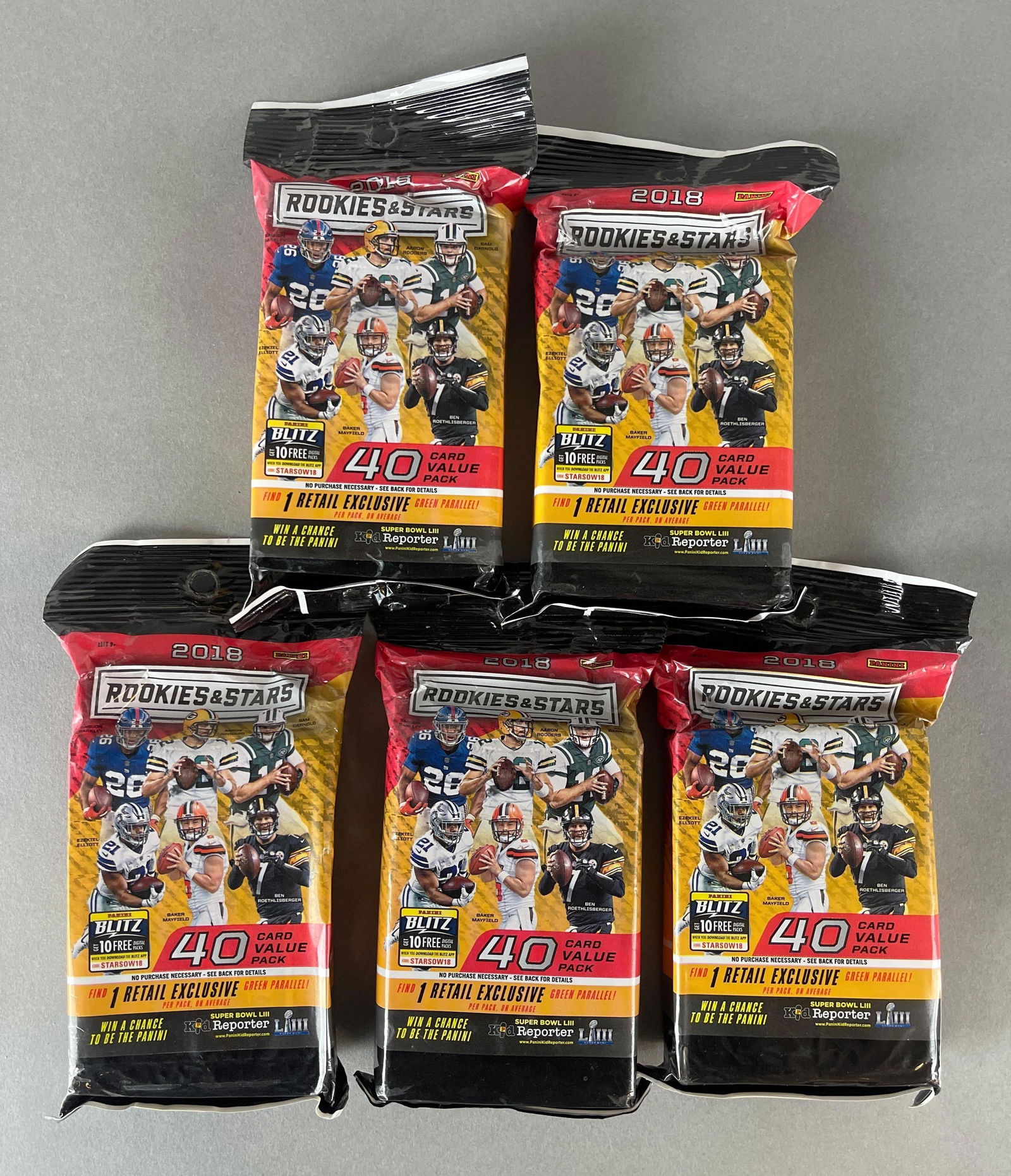 5 - 2018 Rookies and Stars Football 40 - Card Value Packs (1 of 2)