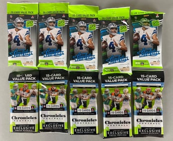 5 - 2020 Absolute Football Value Packs + 5 - 2020 Chronicles Football Value Packs