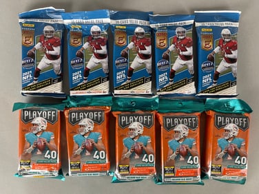 5 - 2021 Donruss Elite Football Value Packs + 5 - 2021 Playoff Football 40 - Card Value Packs