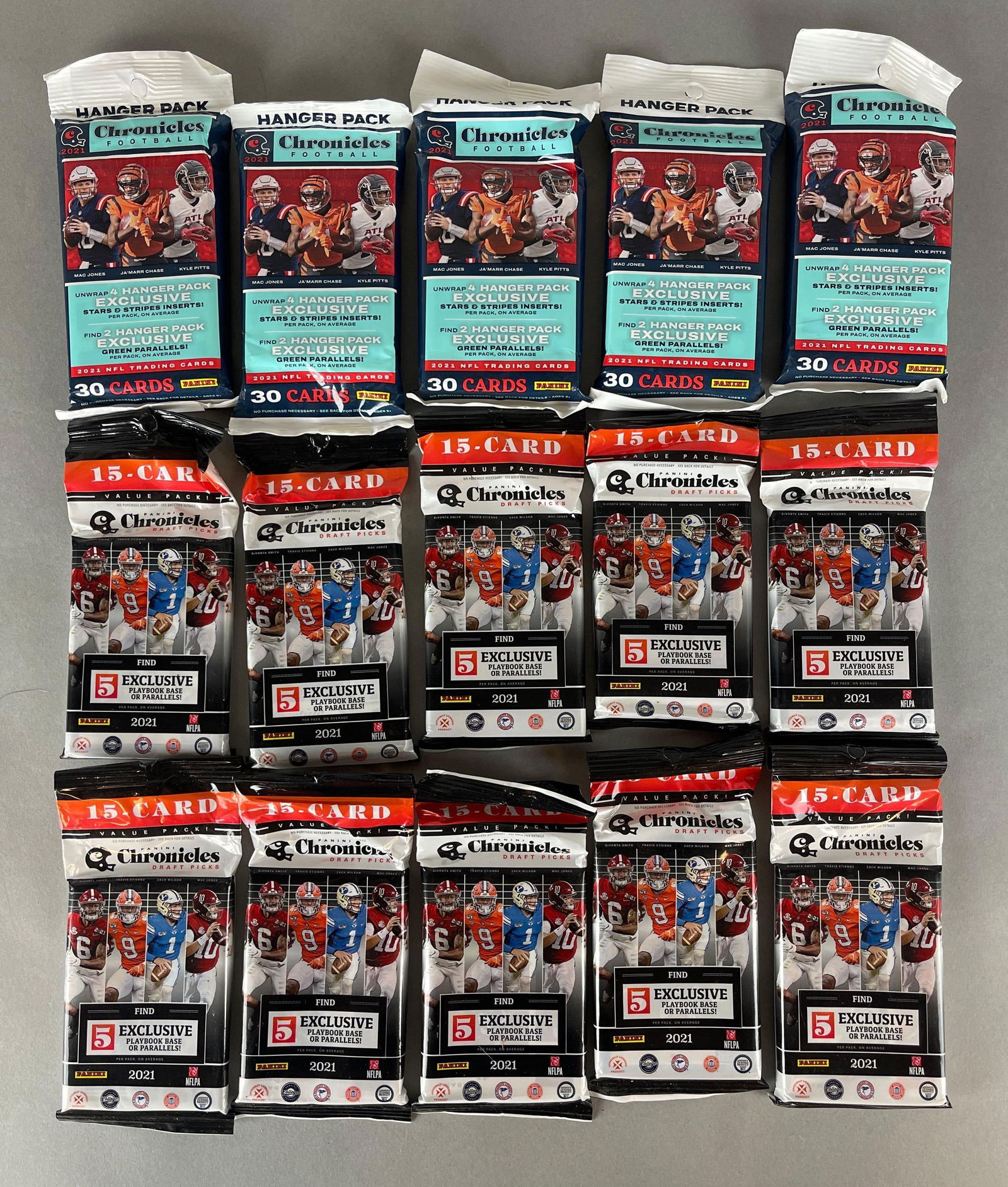 4 - 2021 Chronicles Football Hanger Packs + 10 - Chronicle Draft Picks Value Packs (1 of 3)