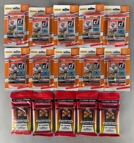 10 - 2021 Donruss Football Blister Packs + 5 - Panini Prizm Draft Fat Packs