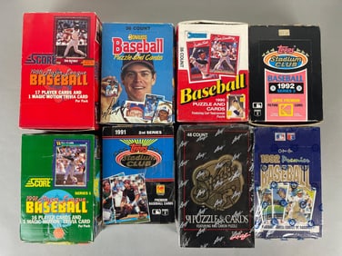 8 - 1988 - 92 Topps, Scores, Leaf, Stadium Club, and O-Pee-Chee Premier Baseball Unopened Boxes