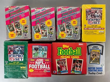 8 - 1990 - 91 Topps, Pro Set, Score, Pacific Plus, Football Unopened Boxes