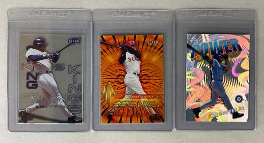 3 - 2000 Scarce Topps and Fleer Ken Griffey Jr Insert Cards