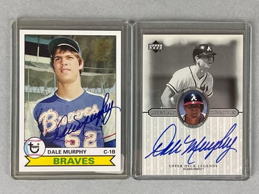 2005 Topps Fan Favorite Auto and 2000 Upper Deck Legends Auto Dale Murphy