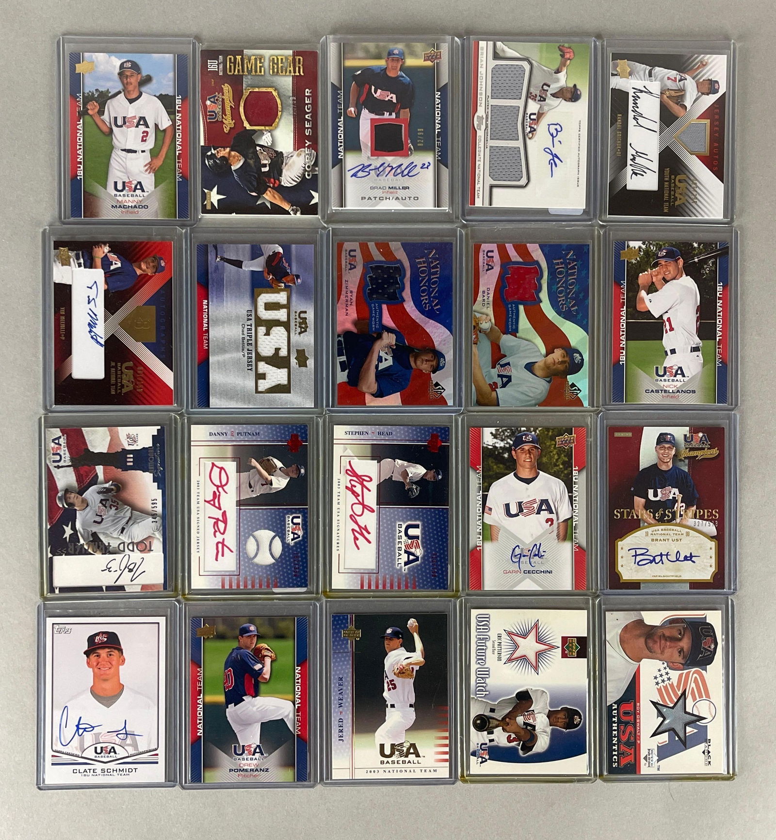 20 - 2000 - 13 USA Olympic Baseball Cards with Autos, Jerseys, and Serial Numbered (1 of 2)