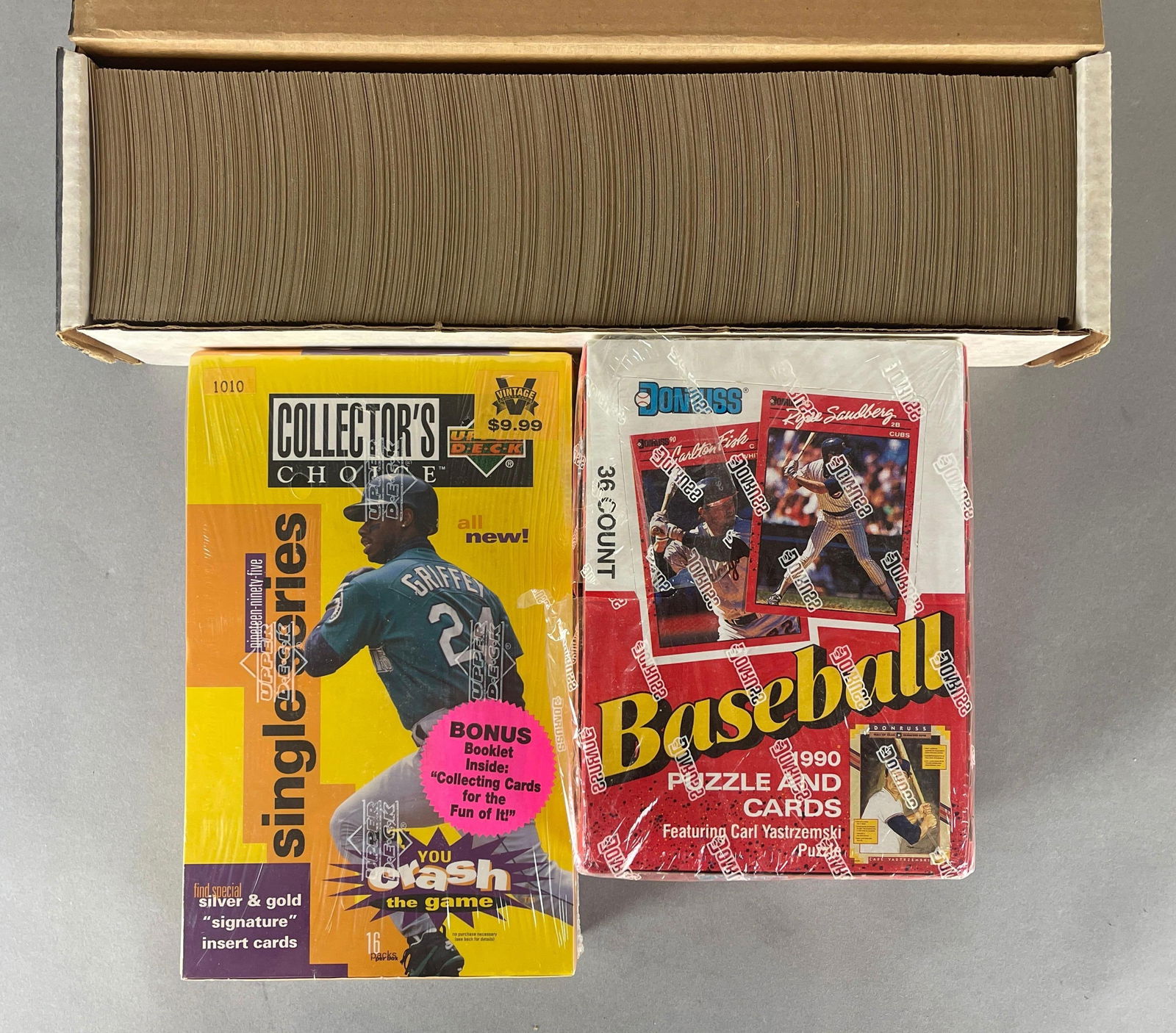 1995 Collectors Choice and 1990 Donruss Factory Sealed Boxes + 1987 Topps Baseball Set (1 of 2)