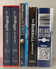 Group of 6 Baseball Books - DiMaggio, Smithsonian, Encyclopedia, and More