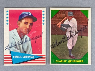 1960 and 61 Fleer Charles Gehringer Signed Cards