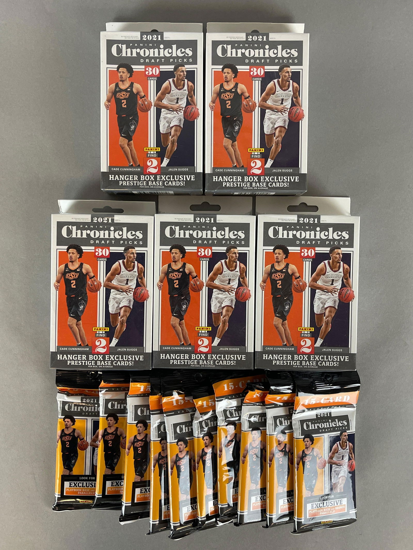 5 - 2021 Chronicles Basketball Draft Picks Hanger Boxes + 10 - Value Packs (1 of 5)
