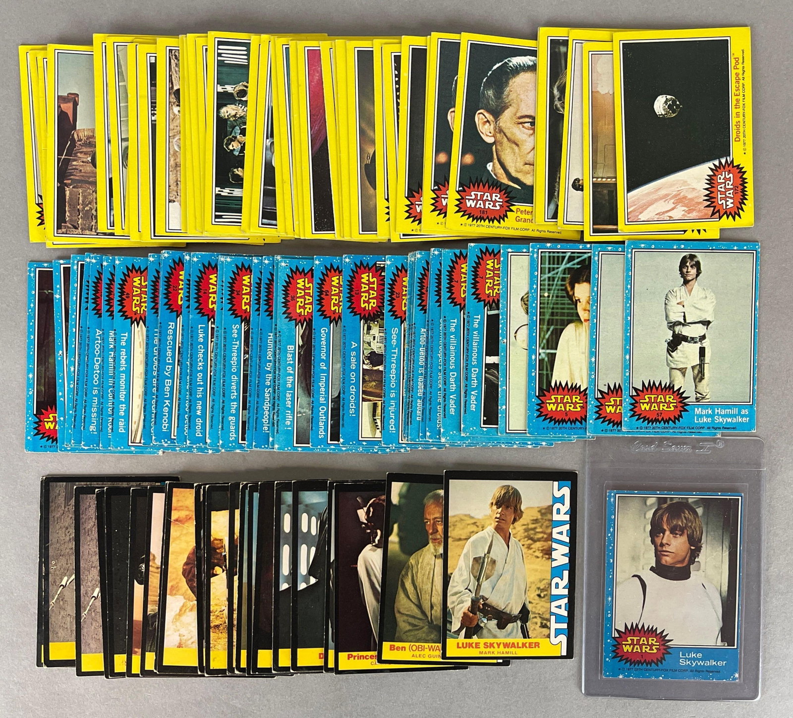 90+ 1977 Topps and Wonder Beard Star Wars with #1 Luke: Condition vary, Low - NM, Near complete of Wonder Beard, missing 1 card