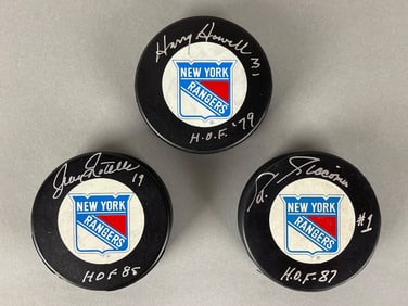 3 - New York Rangers HOFs Signed Pucks