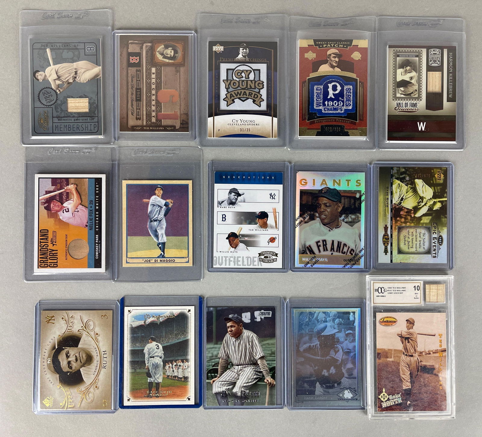 15 - Babe Ruth, Ted Williams, Joe DiMaggio and Other HOF Cards (1 of 2)