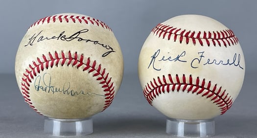 Hank Borowy and Hal Newhouser + Rick Ferrell Signed AL MLB Rawlings Baseballs