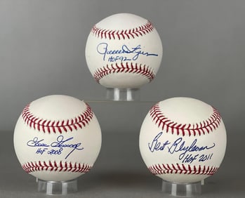 Rollie Fingers, Goosse Gossage, and Bert Blyleven Signed MLB Rawlings Baseballs with Inscriptions