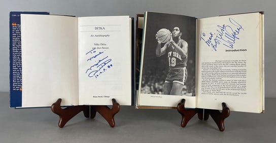 Mike Ditka and Willis Reed Signed 1st Edition Books