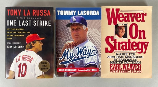 Earl Weaver, Tony LaRussa, and Tommy Lasorda Signed 1st Edition Books