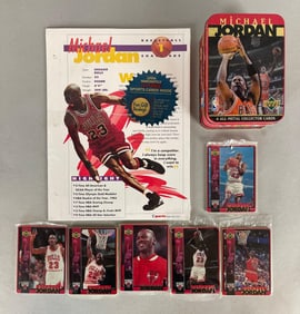 1996 Uppr Deck Michael Jordan Metal Cards and Tin + Sports Heroes Unopened Package