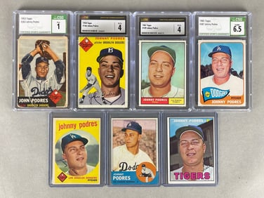 7 - 1953 - 67 Topps Johnny Podres Cards