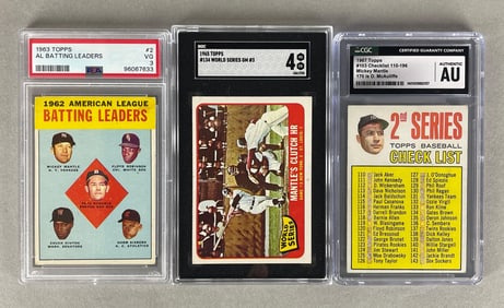 1960s Topps Graded Baseball Cards with Mantle