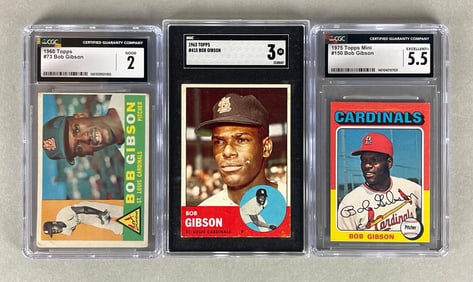 3 - 1960 - 75 Topps and Topps Mini Baseball Bob Gibson Graded Cards