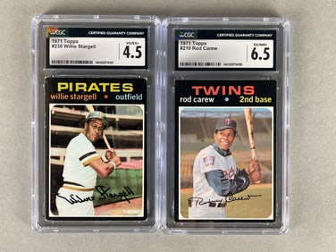 1971 Topps Baseball Willie Stargell and Rod Carew Graded Cards