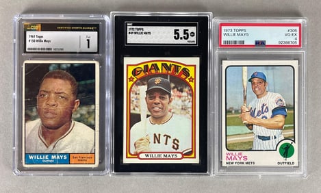 3 - 1961 - 1973 Topps Baseball Willie Mays Graded Cards