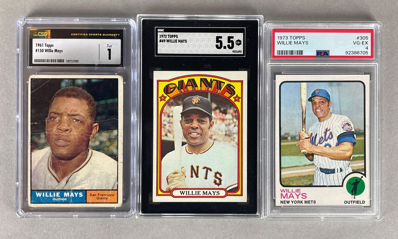 3 - 1961 - 1973 Topps Baseball Willie Mays Graded Cards (1 of 2)