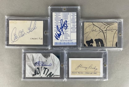 5 - Boston Red Sox Signed Cuts - Fisk, Boggs, Pesky, Cronin, and Doerr