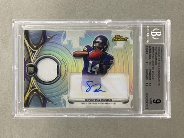 2015 Topps Finest Rookie Patch Auto Refractor Stefon Diggs #RRAPSD BGS 9