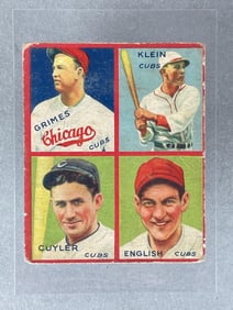 1935 Goudey 4 in 1 Chicago Cubs Picture 3 Card D