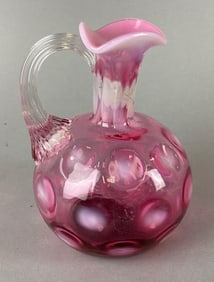 Antique Cranberry Opalescent Coin Dot Cruet