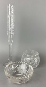 Group of 3 Clear Cut Glass Items