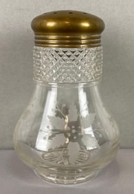 Antique Pressed and Etched Clear Glass Muffineer