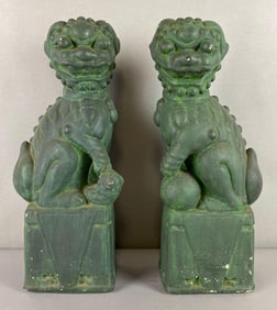 Group of 2 Foo Dog Cement Statues