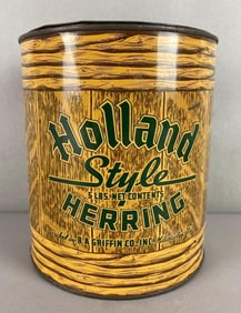 Vintage B A Griffin Co INC Holland Style Herring 1 Gallon Can