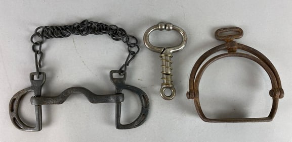 Group of 3 Vintage Metal Horse Bites and More