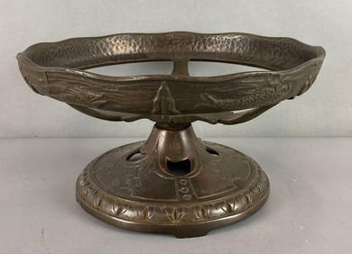 Arts and craft fish and flower motif pedestal base