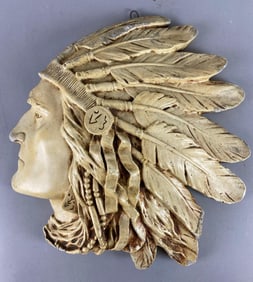 Chalk Ware Native American Chief Head