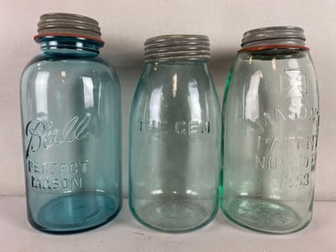 Group of 3 Antique Large Canning Jars