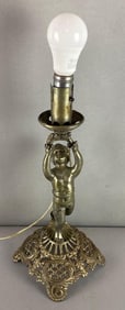 Antique Cast Iron Cherub Table Lamp