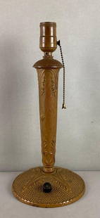 Antique Art Nouveau Cast Metal Table Lamp: Untested. There is not a plug. Marked 1838 on bottom. Measures 13 1/2 x 6 1/2 x 6 1/2 inches.